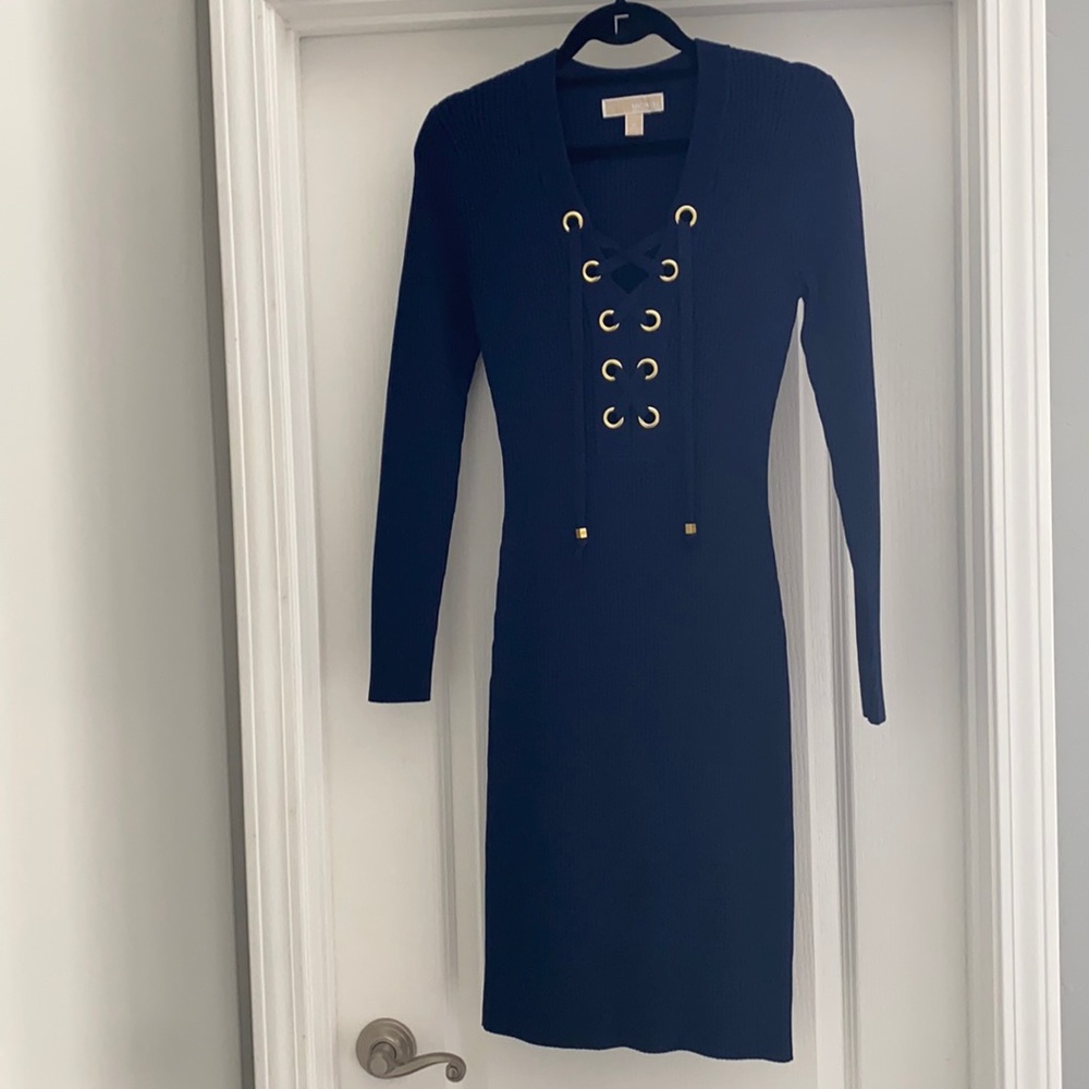 Navy blue sweater dress